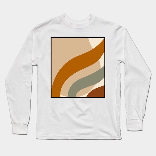 Warm Toned Boho Rainbow And Boho line Art Design Long Sleeve T-Shirt by zedonee